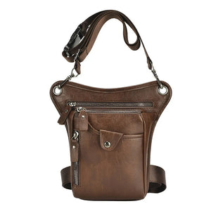 Vintage PU Leather Waist Pack Drop Leg Bag Multifunction Travel Fanny Waist Belt
