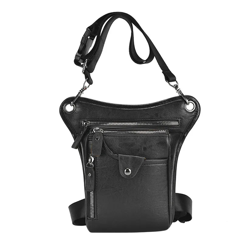 Vintage PU Leather Waist Pack Drop Leg Bag Multifunction Travel Fanny Waist Belt