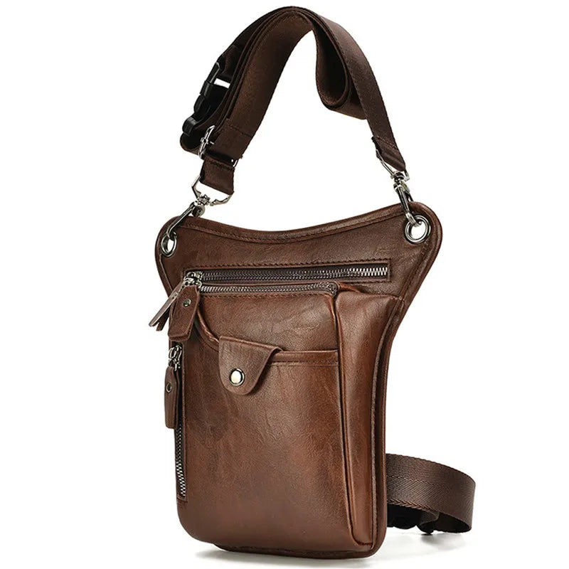 Vintage PU Leather Waist Pack Drop Leg Bag Multifunction Travel Fanny Waist Belt