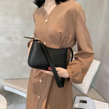 Vintage PU Leather Women Handbags Solid Female Retro Shoulder Bags