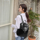 Vintage PU Leather Women Shopping Backpack Student Large Capacity School Bag