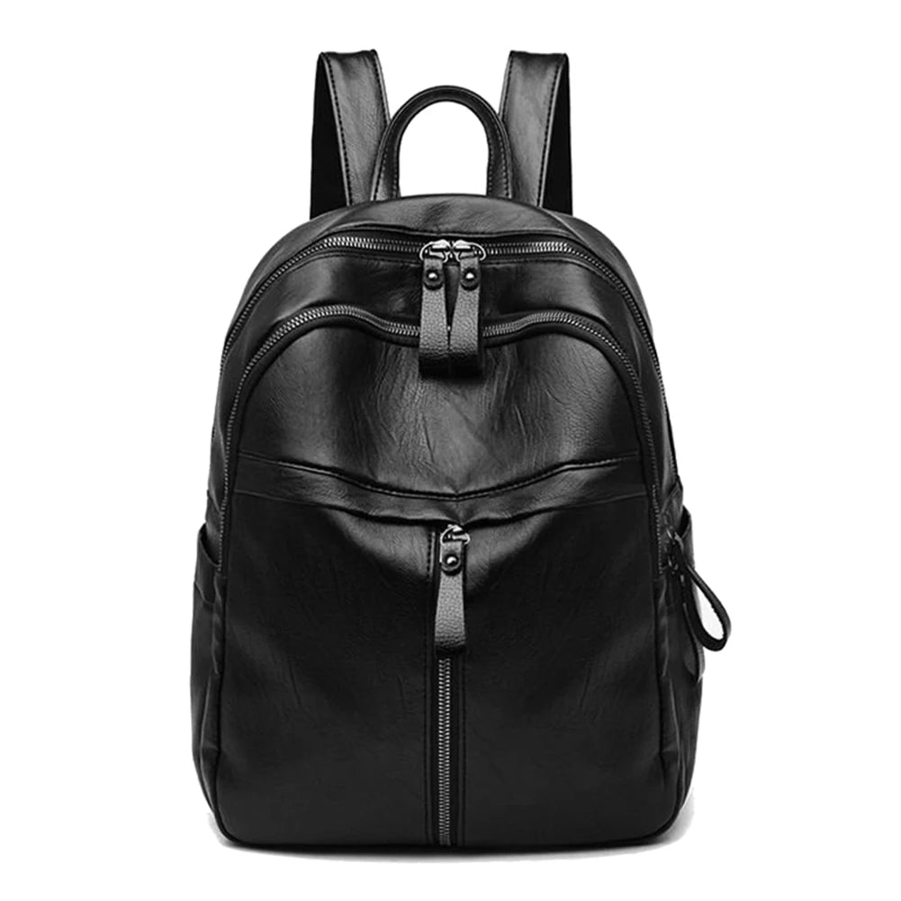 Vintage PU Leather Women Shopping Backpack Large Capacity School Bags Rucksack
