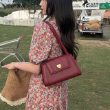 Vintage PU Leather Women Underarm Bag Ladies Flap Shoulder Messenger Bag