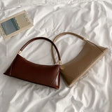 Vintage PU Leather Women Underarm Bag Solid Female Handbags Ladies Mini Tote