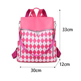 Vintage PU Leather Women's Backpack Plaid Bagpack Waterproof Rucksack