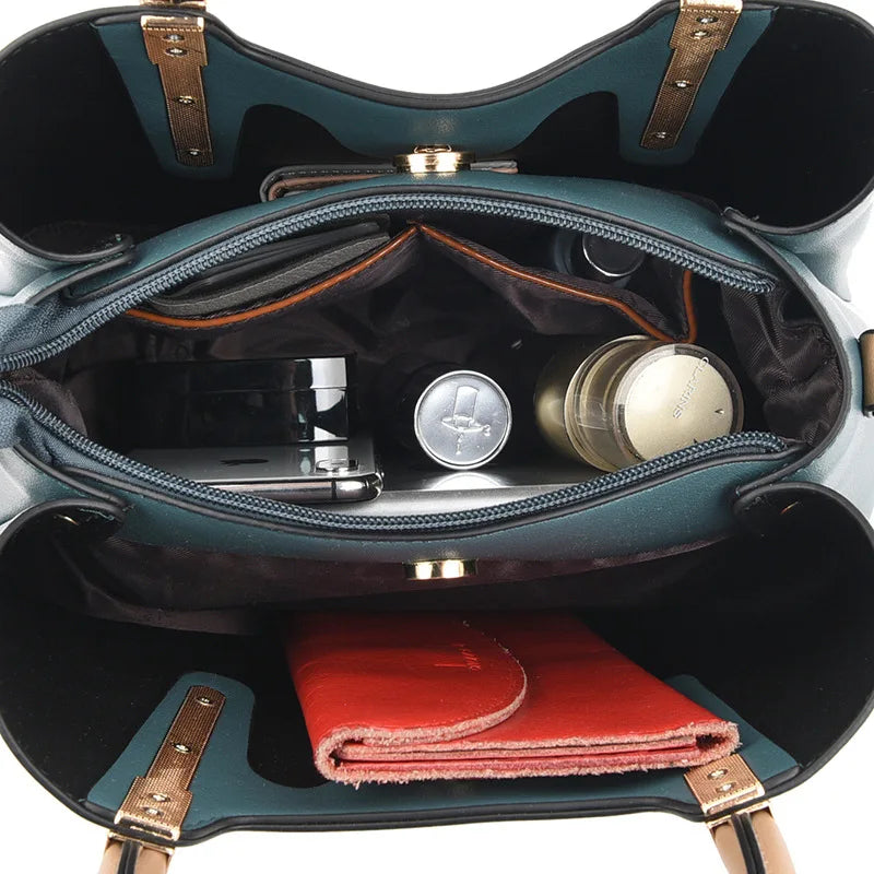 Vintage PU Leather Women's Bag Large Capacity Shoulder Crossbody Totes Mommy Bag