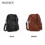 Vintage PU Shoulder Bag Soft Leather Female Tote Bag Zipper Mobile Phone Pouch