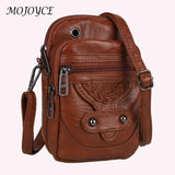 Vintage PU Shoulder Bag Soft Leather Female Tote Bag Zipper Mobile Phone Pouch