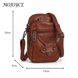 Vintage PU Shoulder Bag Soft Leather Female Tote Bag Zipper Mobile Phone Pouch