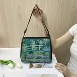 Vintage Water Lily Print Shoulder Bag Monet Women Handbag