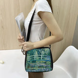 Vintage Water Lily Print Shoulder Bag Monet Women Handbag