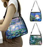 Vintage Water Lily Print Shoulder Bag Monet Women Handbag