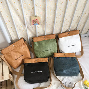 Vintage Paper Fabric Crossbody Bags for Women Letter Graphic Shoulder Bag