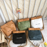 Vintage Paper Fabric Crossbody Bags for Women Letter Graphic Shoulder Bag