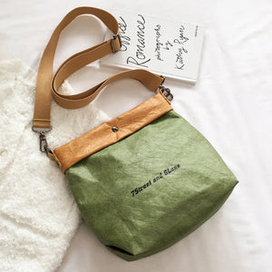 Vintage Paper Fabric Crossbody Bucket Bag for Women