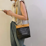 Vintage Paper Fabric Crossbody Bucket Bag for Women