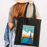 Vintage Eiffel Tower Poster Women Canvas Shoulder Handbag