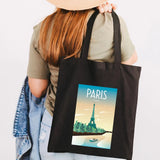 Vintage Eiffel Tower Poster Women Canvas Shoulder Handbag