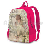 Vintage Paris Eiffel Collage Outdoor Hiking Backpack