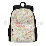 Vintage Pink Floral Outdoor Hiking Backpack Waterproof