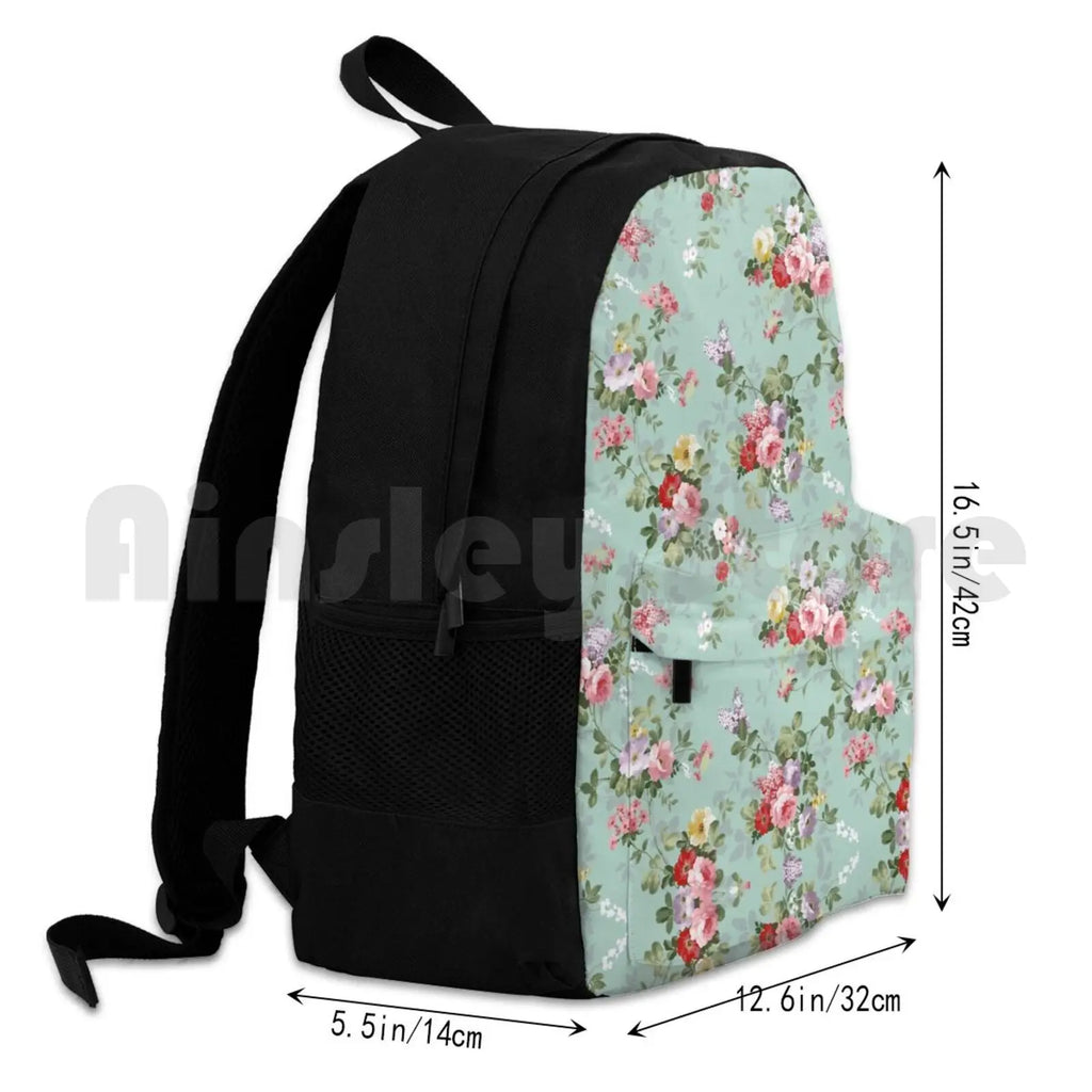 Vintage Pink Roses Floral Pattern Outdoor Hiking Backpack