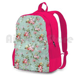 Vintage Pink Roses Floral Pattern Outdoor Hiking Backpack