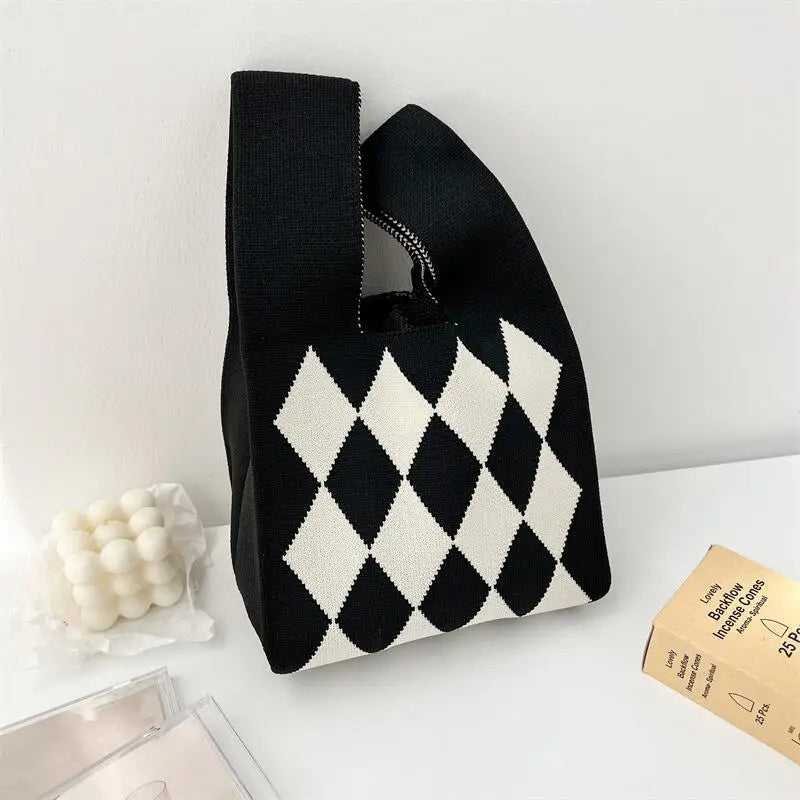 Plaid Large Capacity Woven Bag for Women Casual Top Handle Bags