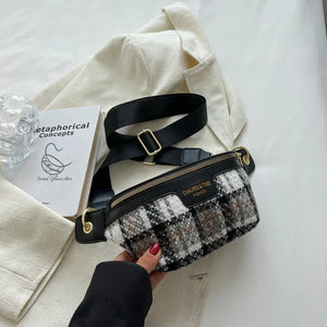 Vintage Plaid Waist Bags For Women Stylish Waist Pack Female Fanny Pack