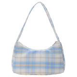 Vintage Plaid Print Shoulder Underarm Bag Women Small Half Moon Shoulder Pouch