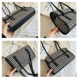 Vintage Plaid Women Underarm Bag Ladies Purse Handbag Large Capacity