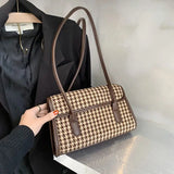 Vintage Plaid Women Underarm Bag Ladies Purse Handbag Large Capacity