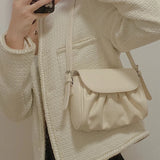 Vintage Pleated Shoulder Bags Women PU Leather Bolsa OL
