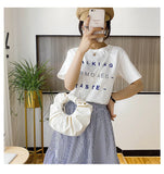 Vintage Pleated PU Leather Small Handbags Snap Fastener Ladies Mini Shoulder Bag