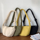 Vintage Pleated Women Bag Casual Subaxillary Bag Nylon Handbags