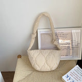 Vintage Pleated Women Bag Casual Subaxillary Bag Nylon Handbags