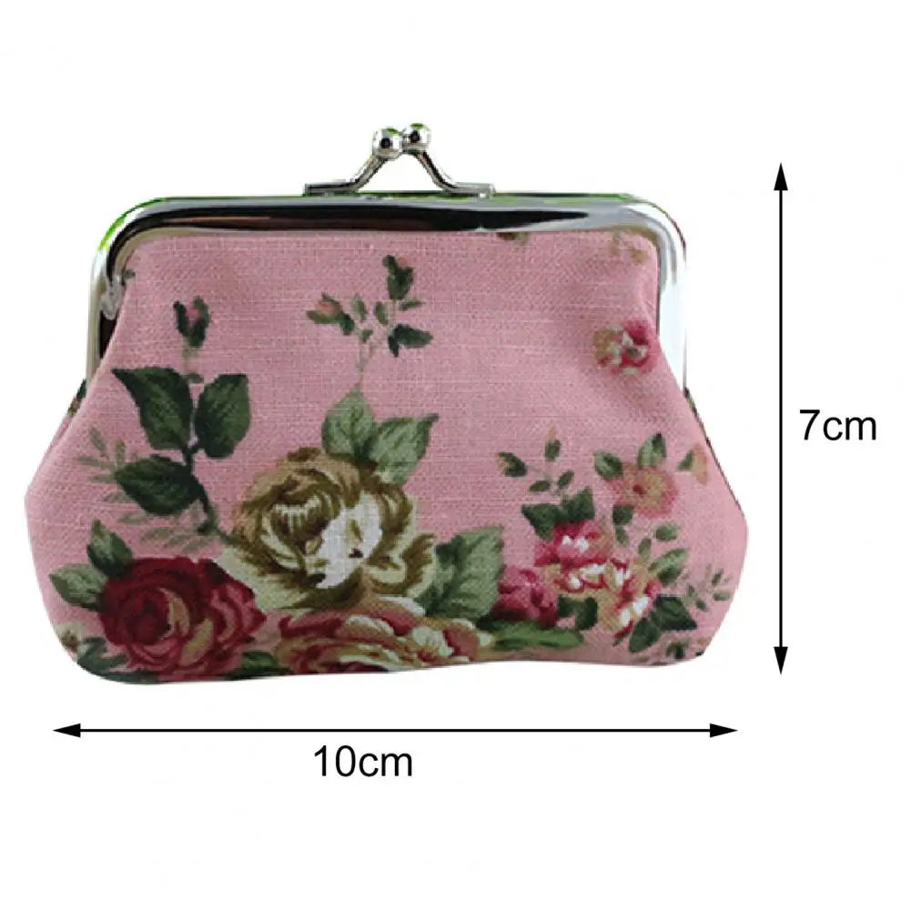 Vintage Rose Pocket Wallet Lightweight Canvas Compact Pocket Purse