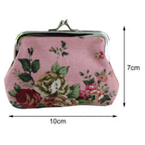Vintage Rose Pocket Wallet Lightweight Canvas Compact Pocket Purse