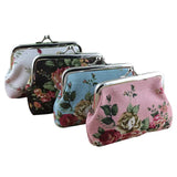 Vintage Rose Pocket Wallet Lightweight Canvas Compact Pocket Purse