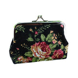 Vintage Rose Pocket Wallet Lightweight Canvas Compact Pocket Purse