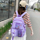 Vintage Patchwork Backpack for Women Preppy Style Large Knapsack