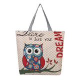 Vintage Owl Print Casual Shoulder Bag Tote Handbag