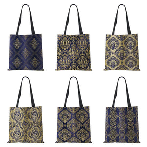 Vintage Print Women Shoulder Bag Reusable Shopper Tote Bag