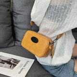 Vintage Wide Strap Crossbody Bag Women PU Leather Shoulder Messenger
