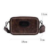 Vintage Wide Strap Crossbody Bag PU Leather Lady Shoulder Messenger