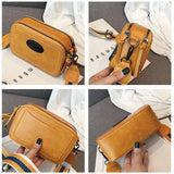 Vintage Wide Strap Crossbody Bag PU Leather Lady Shoulder Messenger