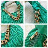 Vintage Pu Leather Chain Underarm Bag Women Solid Shoulder Bags