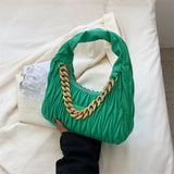 Vintage Pu Leather Chain Underarm Bag Women Solid Shoulder Bags