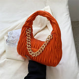 Vintage Pu Leather Chain Underarm Bag Women Solid Shoulder Bags