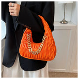Vintage Pu Leather Chain Underarm Bag Women Solid Shoulder Bags