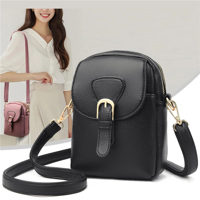 Vintage Pu Leather Small Crossbody Bags Solid Flap Phone Pouch